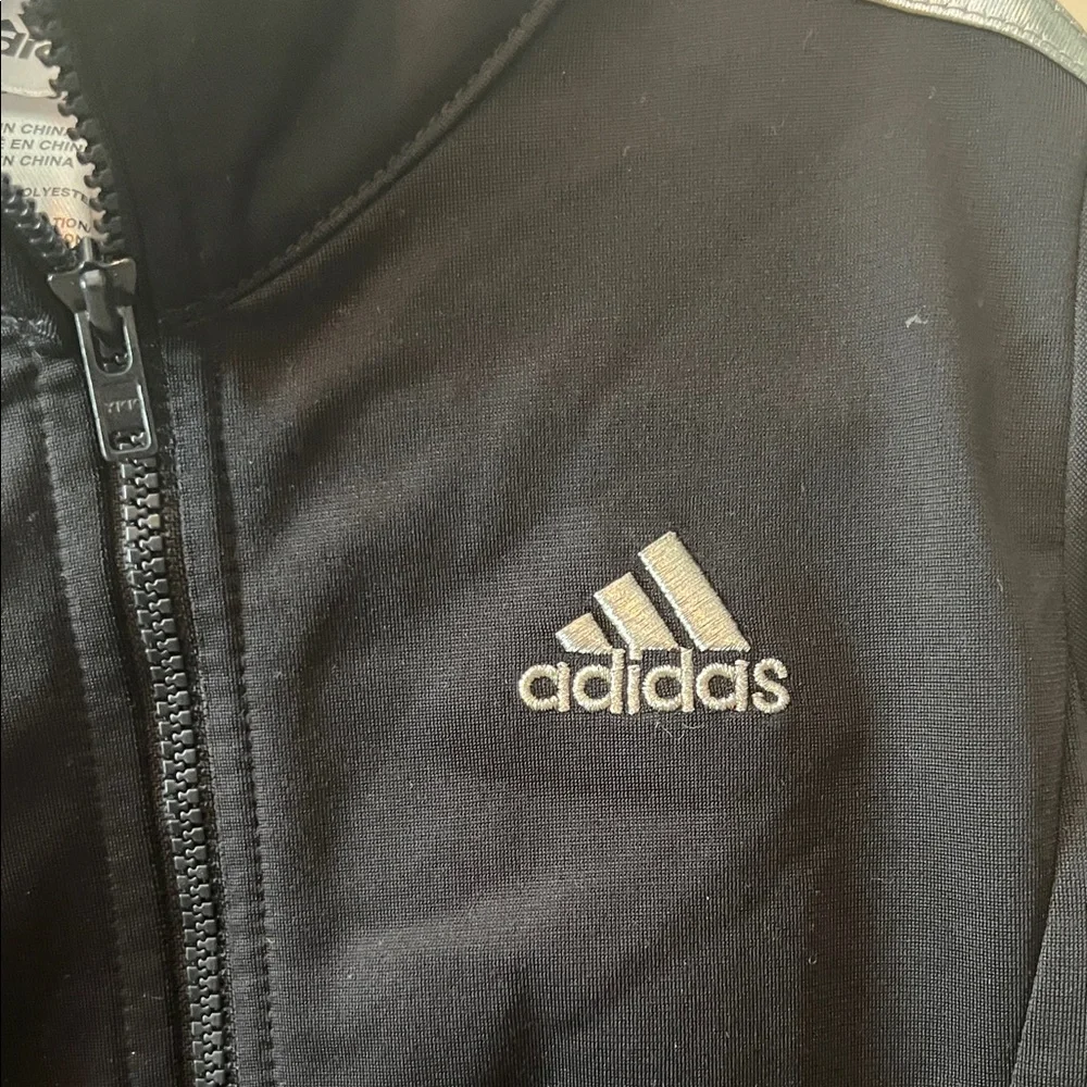 Kids Adidas Black and Iridescent Striped Athletic Tracksuit Size 3T
